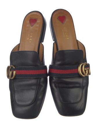 Gucci Double G Logo Leather Mules