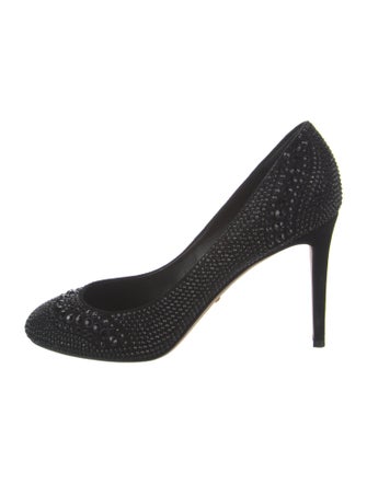 Gucci Suede Crystal Embellishments Pumps
