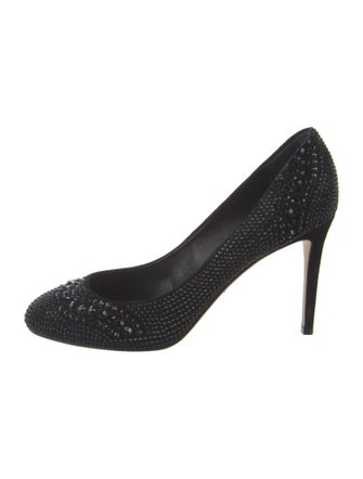 Gucci Suede Crystal Embellishments Pumps