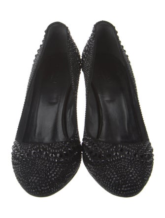 Gucci Suede Crystal Embellishments Pumps