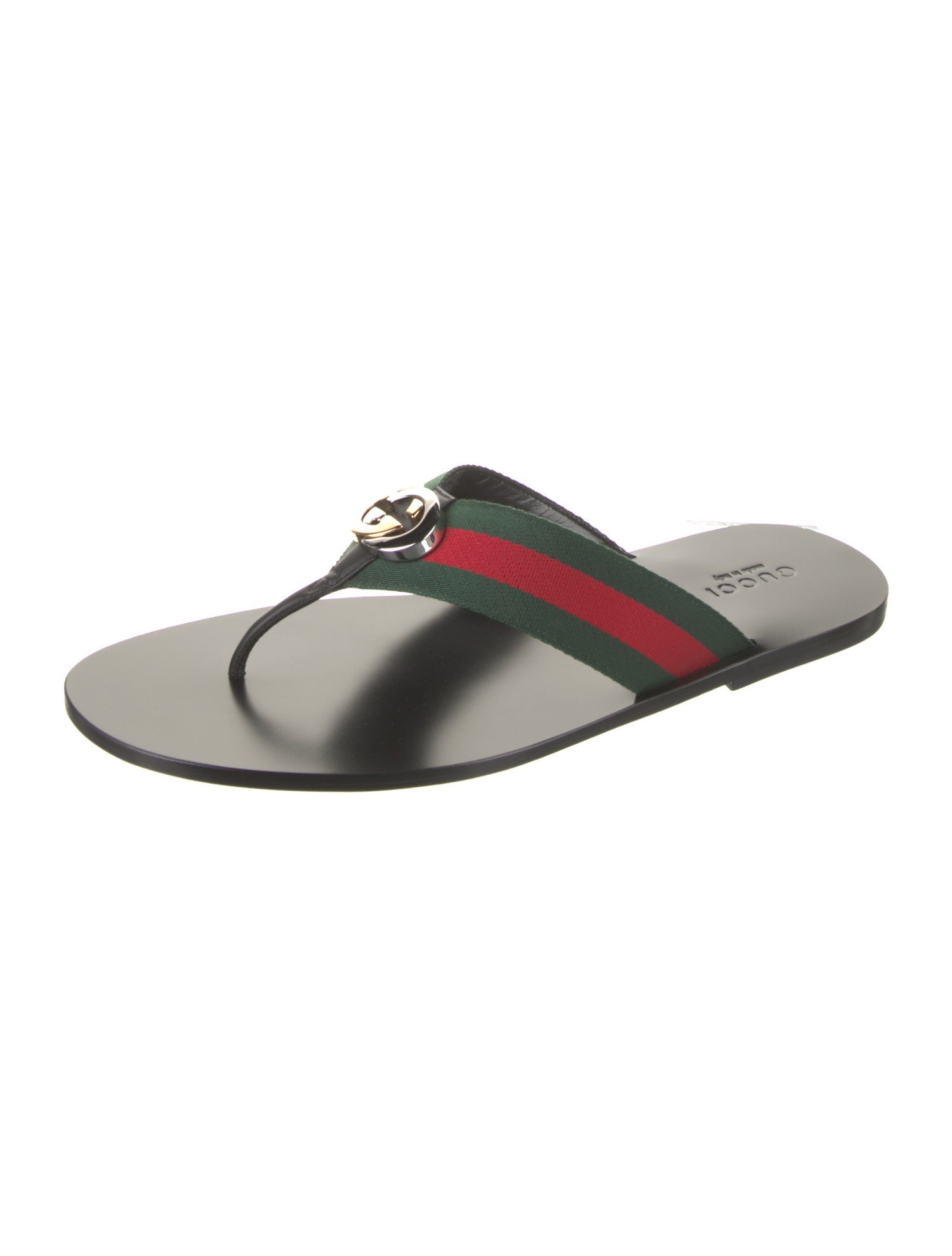 Gucci Web Accent Canvas Flip Flops