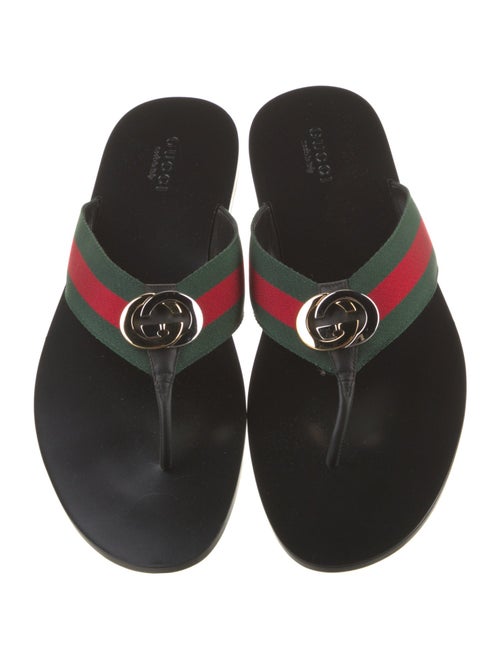 Gucci Web Accent Canvas Flip Flops