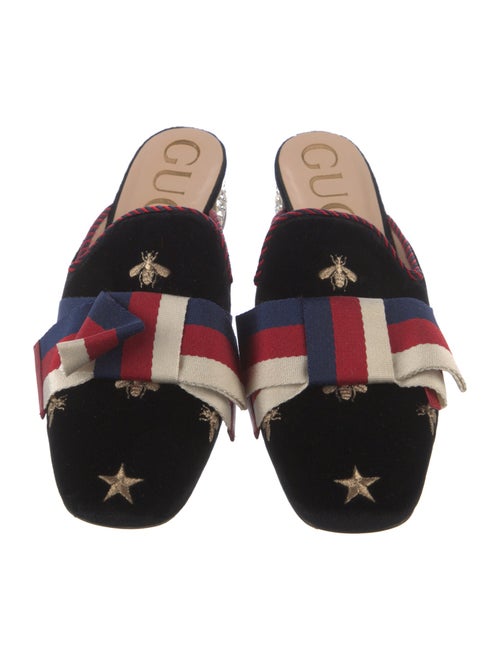 Gucci Sylvie Web Accent Velvet Mules