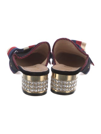 Gucci Sylvie Web Accent Velvet Mules