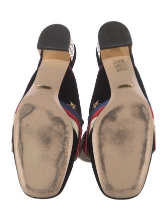 Gucci Sylvie Web Accent Velvet Mules