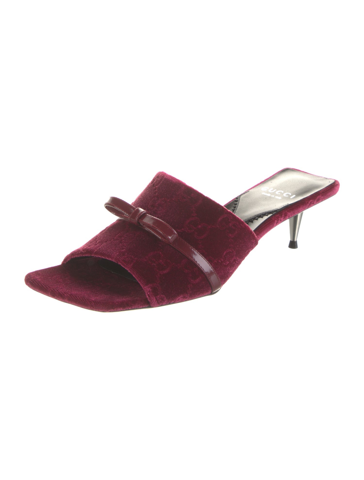 Gucci Velvet Leather Trim Embellishment Slides w/ Tags