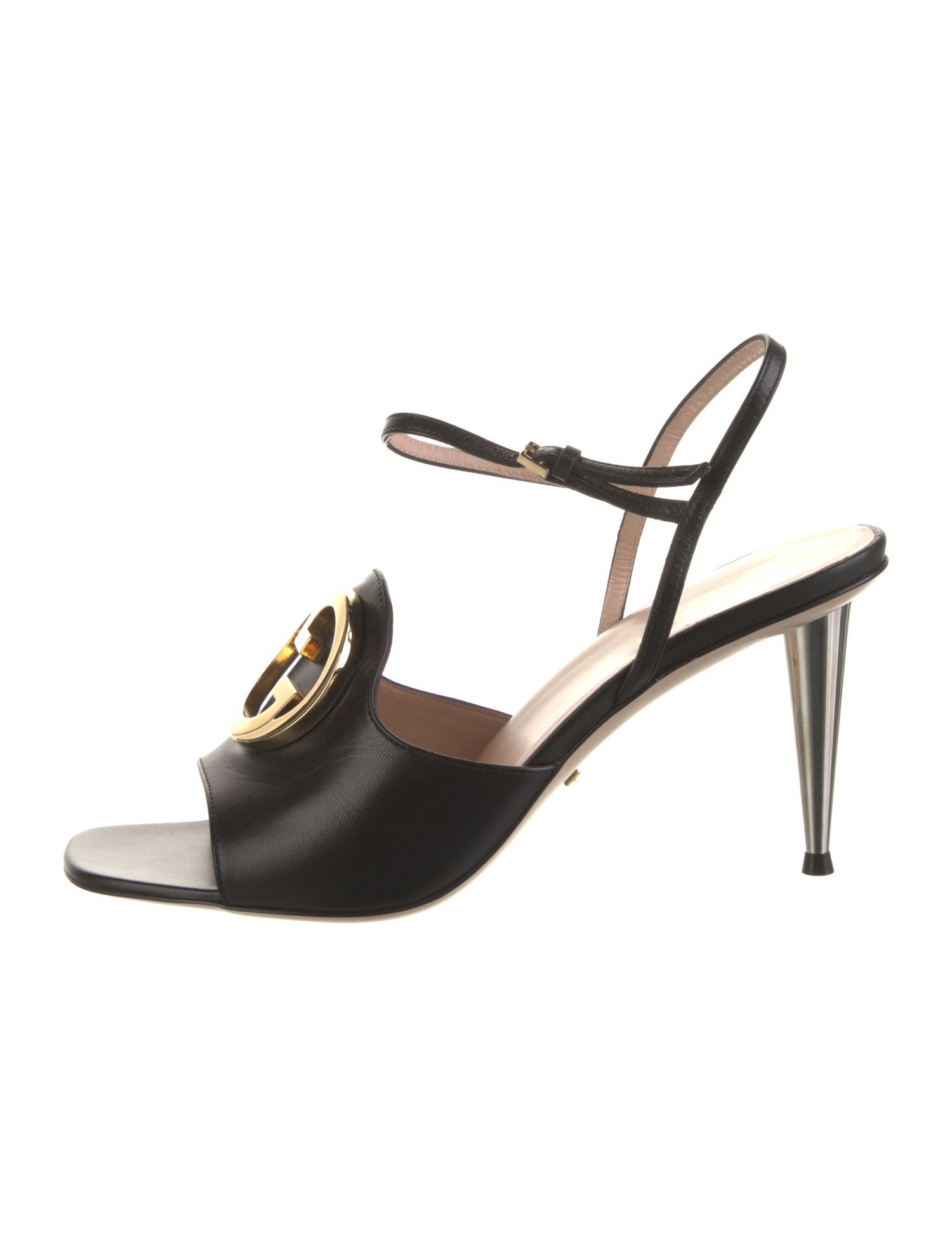 Gucci Interlocking G Logo Leather Slingback Sandals