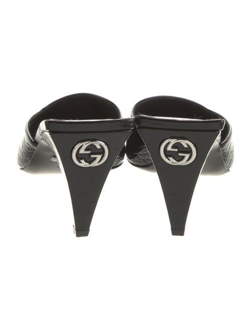 Gucci Interlocking G Logo Embossed Leather Mules