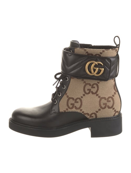 Gucci Double G Logo Canvas Combat Boots