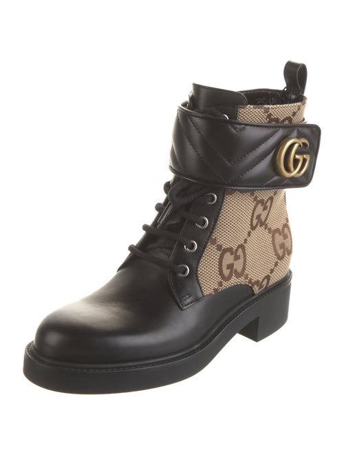 Gucci Double G Logo Canvas Combat Boots