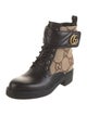 Gucci Double G Logo Canvas Combat Boots