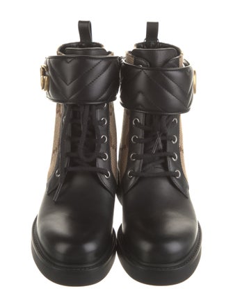 Gucci Double G Logo Canvas Combat Boots