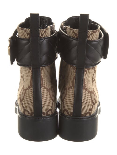 Gucci Double G Logo Canvas Combat Boots