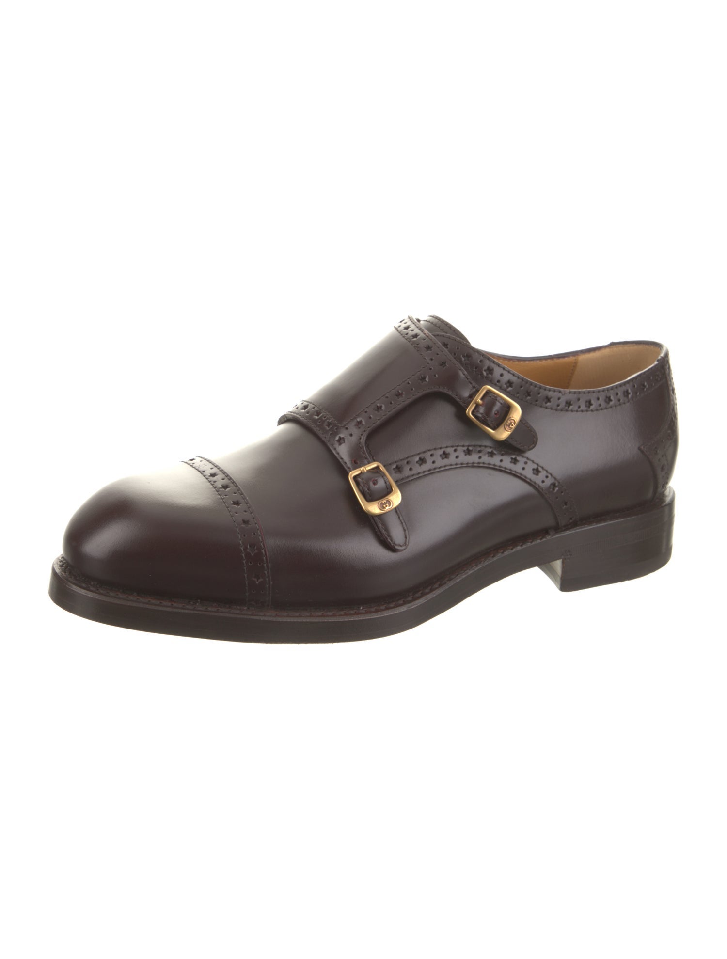 Gucci Interlocking G Logo Leather Monk Straps