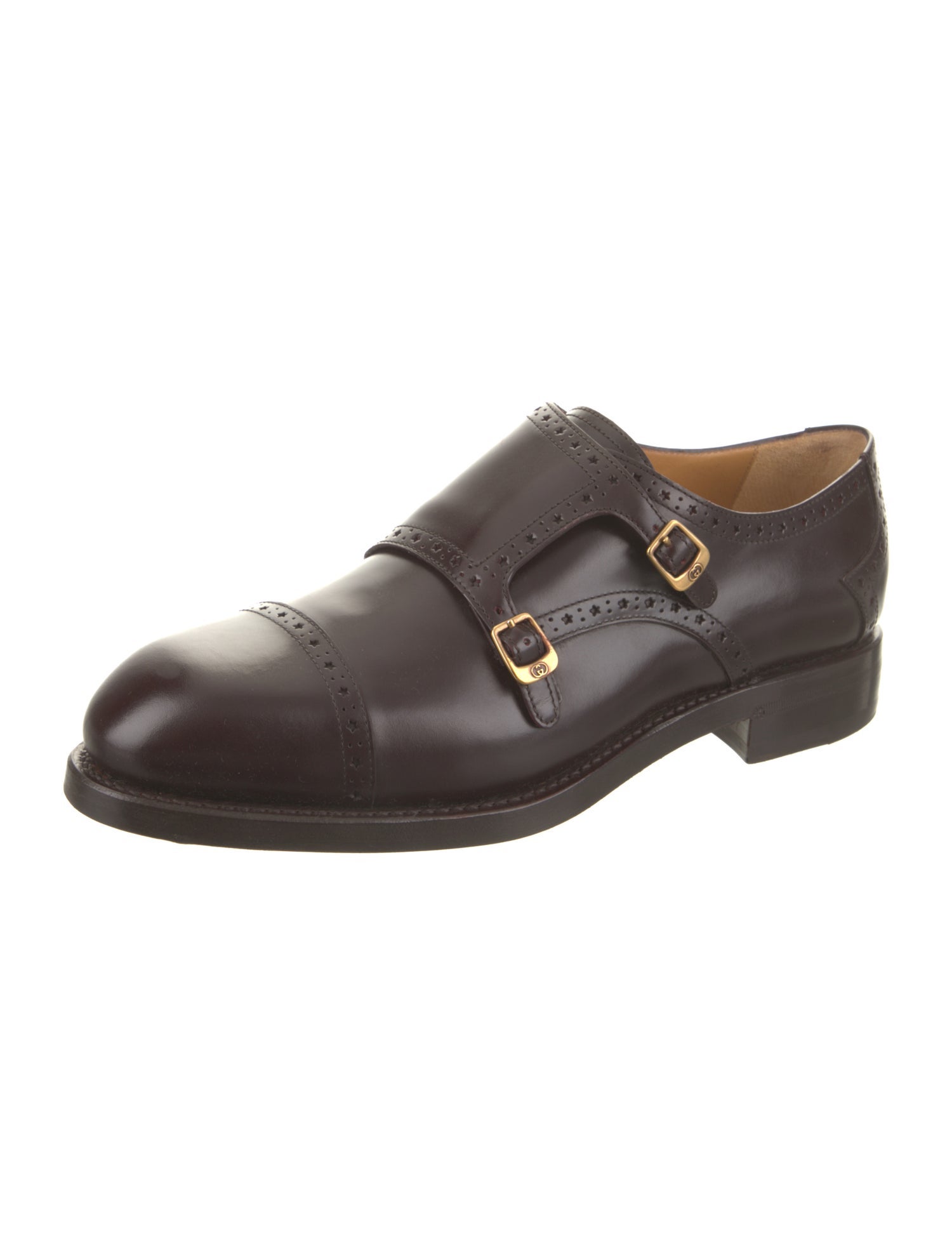 Gucci Interlocking G Logo Leather Monk Straps
