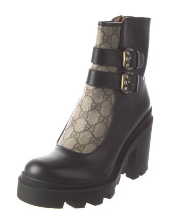 Gucci GG Canvas Leather Combat Boots