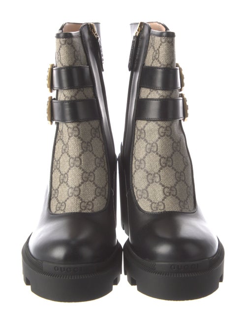 Gucci GG Canvas Leather Combat Boots