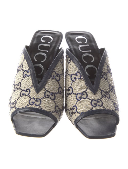 Gucci GG Canvas Crystal Embellishments Slides