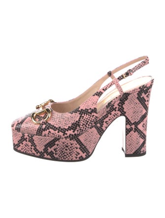 Gucci Snakeskin Animal Print Slingback Pumps