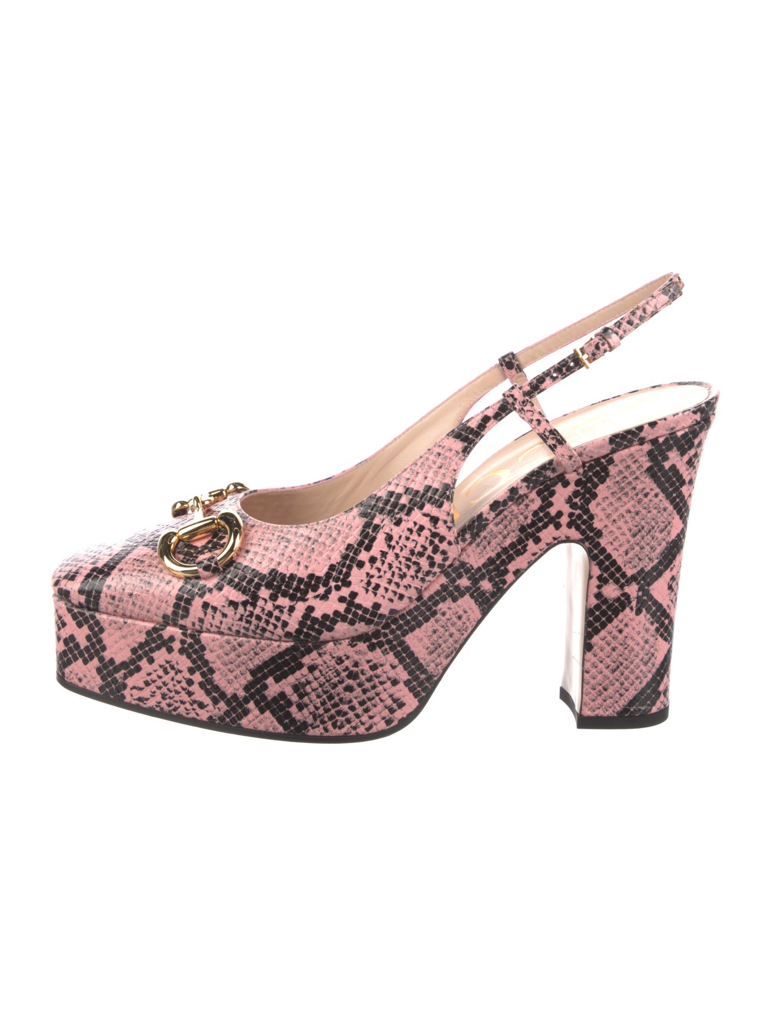 Gucci Snakeskin Animal Print Slingback Pumps