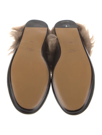 Gucci Leather Fur Trim Mules