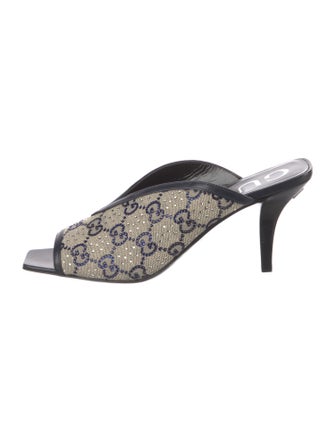 Gucci GG Canvas Crystal Embellishments Slides