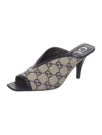 Gucci GG Canvas Crystal Embellishments Slides
