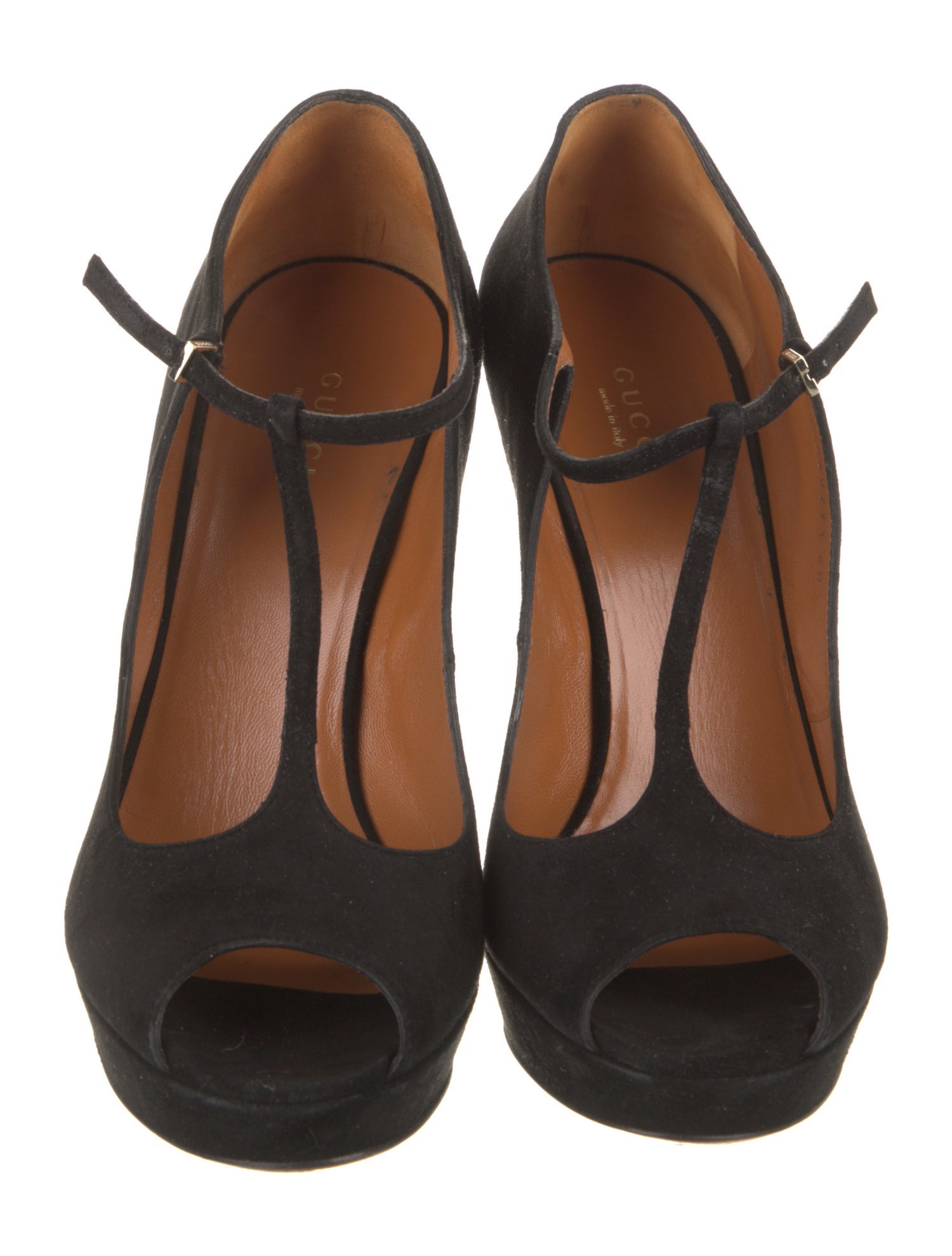 Gucci Suede T-Strap Pumps