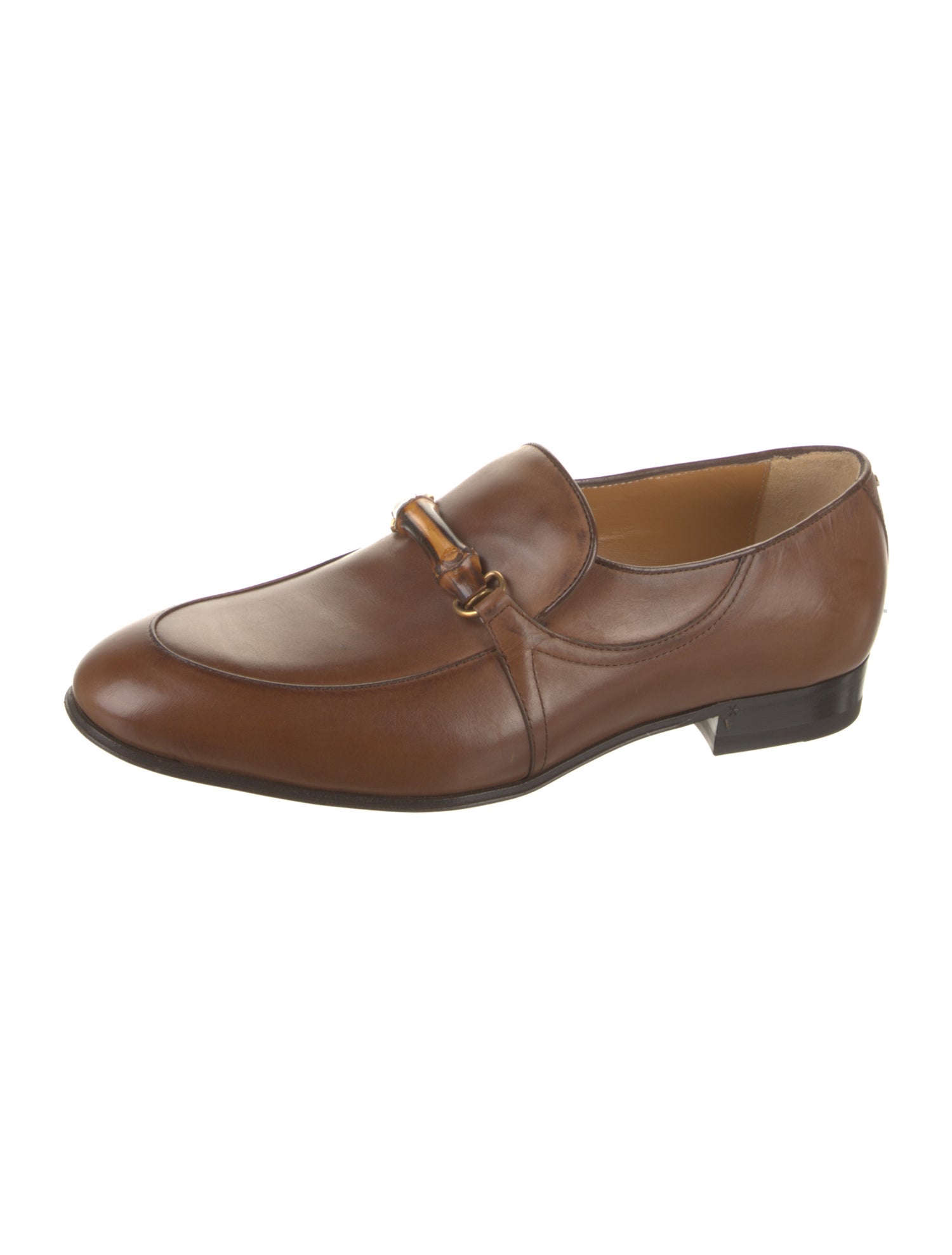 Gucci Bamboo Accent Leather Dress Loafers