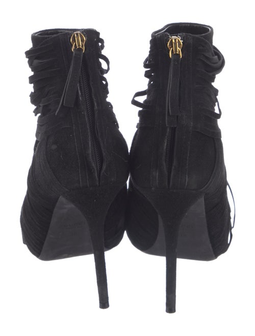 Gucci Suede Fringe Trim Accent Lace-Up Boots