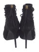 Gucci Suede Fringe Trim Accent Lace-Up Boots