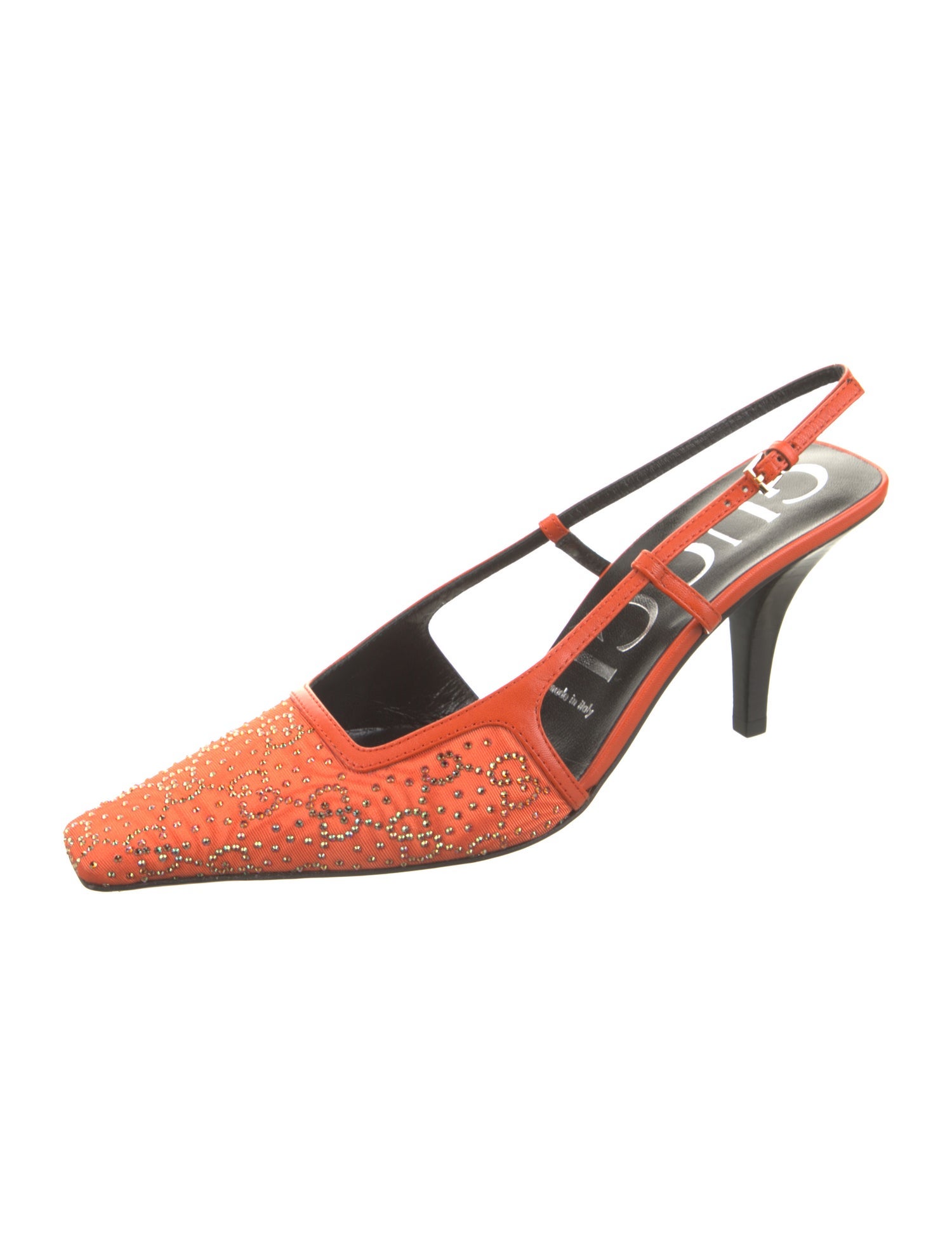 Gucci GG Signature Crystal Embellishments Slingback Pumps