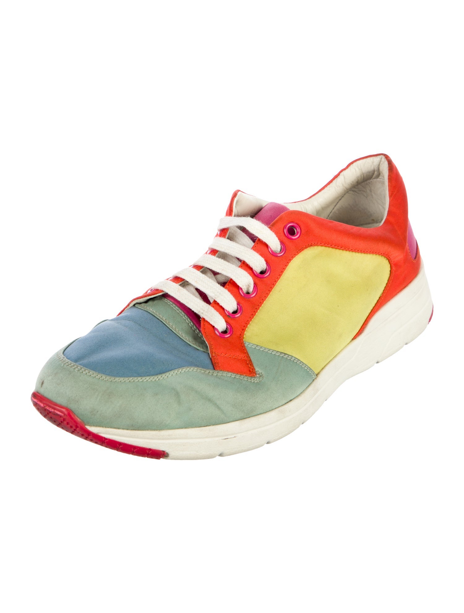 Gucci Leather Colorblock Pattern Sneakers