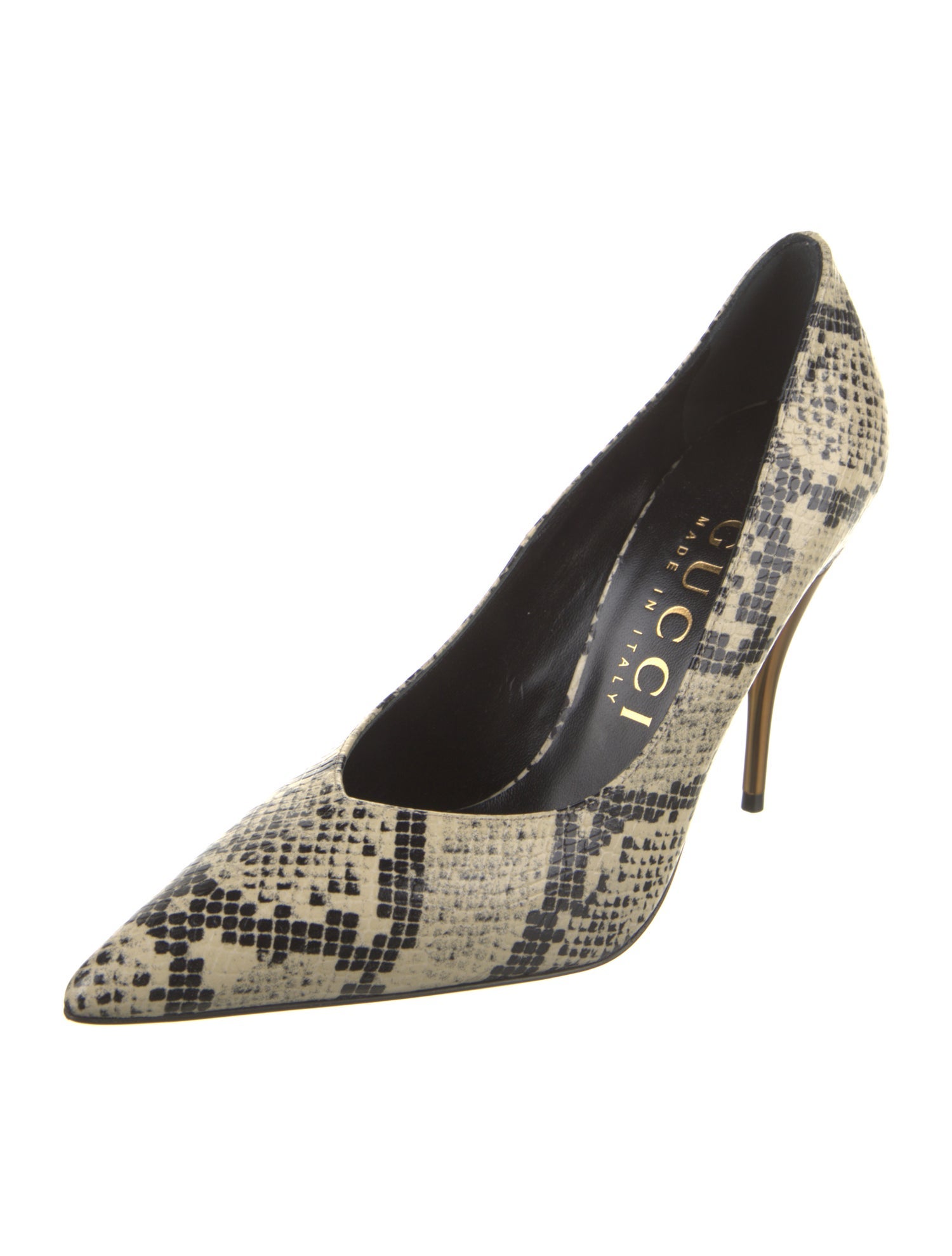 Gucci Embossed Leather Animal Print Pumps