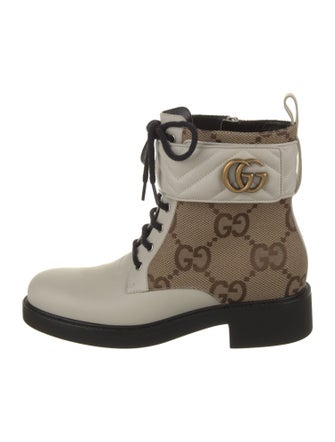 Gucci Canvas Printed Combat Boots