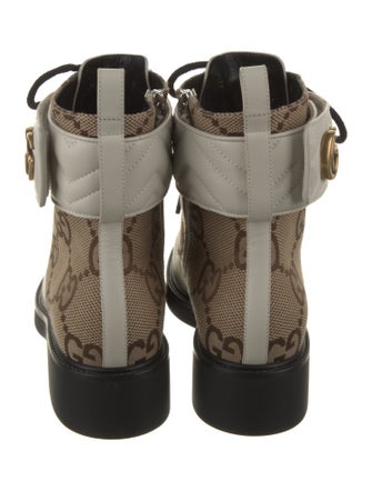 Gucci Canvas Printed Combat Boots