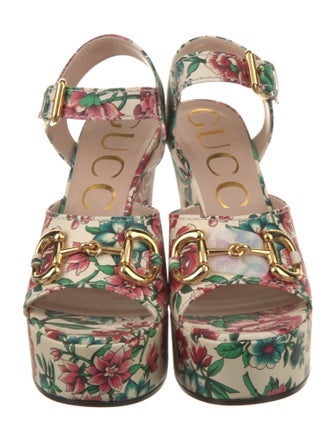 Gucci Leather Floral Print Sandals