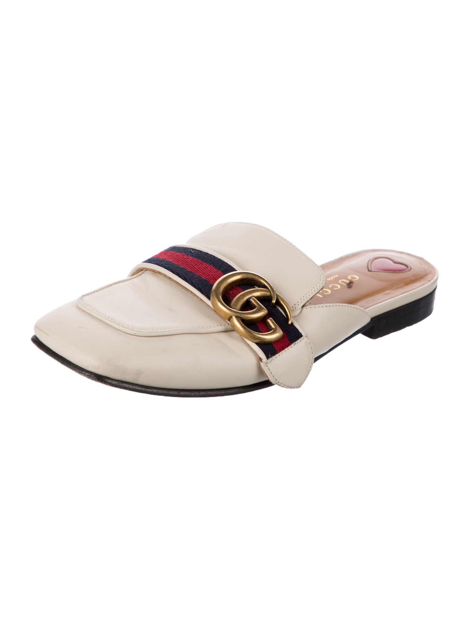Gucci Double G Logo Leather Mules
