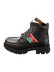 Gucci Web Accent Leather Hiking Boots
