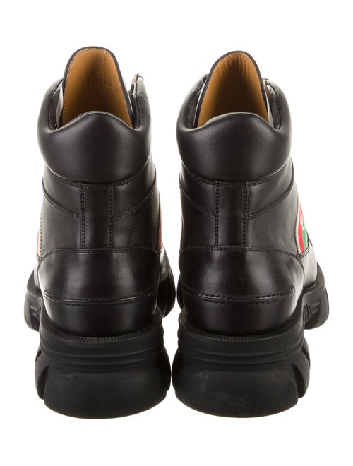 Gucci Web Accent Leather Hiking Boots