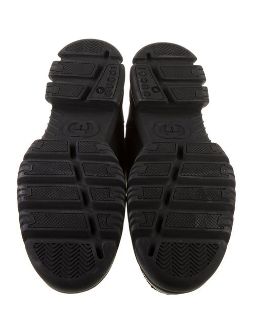 Gucci Web Accent Leather Hiking Boots