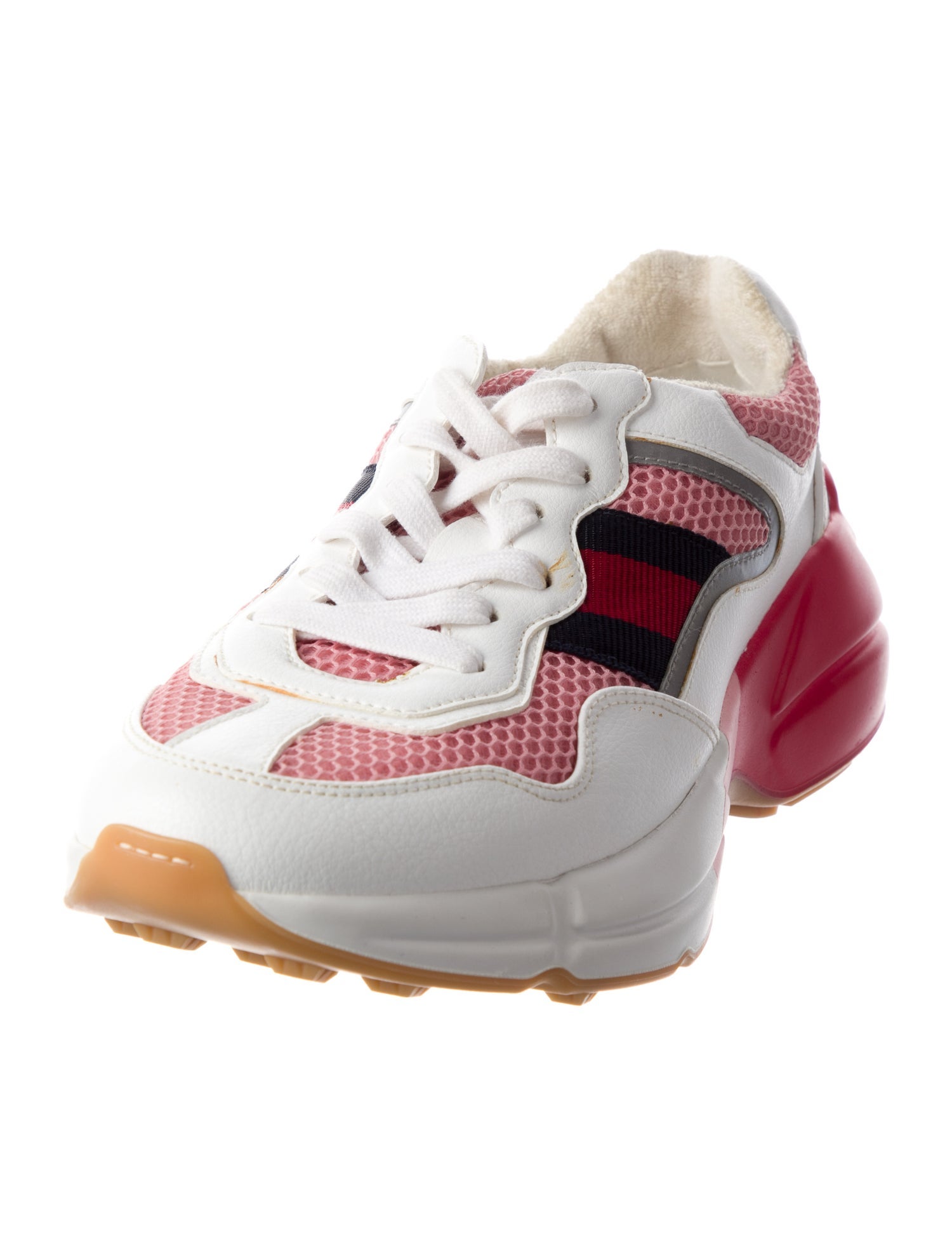 Gucci Sylvie Web Accent Leather Chunky Sneakers