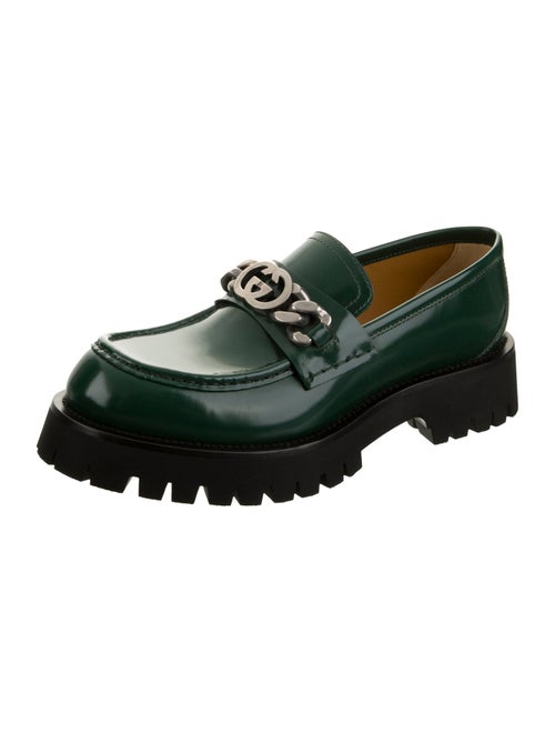 Gucci Leather Chain-Link Accents Loafers