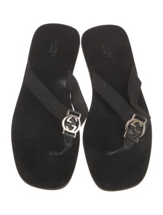 Gucci Interlocking G Logo Canvas Flip Flops