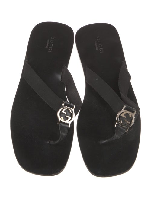 Gucci Interlocking G Logo Canvas Flip Flops