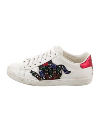 Gucci Web Accent Leather Sneakers
