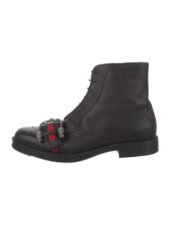Gucci Sylvie Web Accent Leather Boots