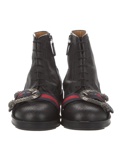 Gucci Sylvie Web Accent Leather Boots