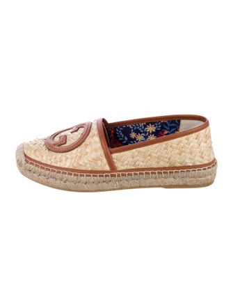 Gucci Interlocking G Logo Straw Espadrilles