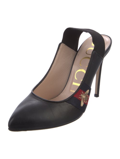 Gucci Sylvie Web Accent Leather Slingback Pumps
